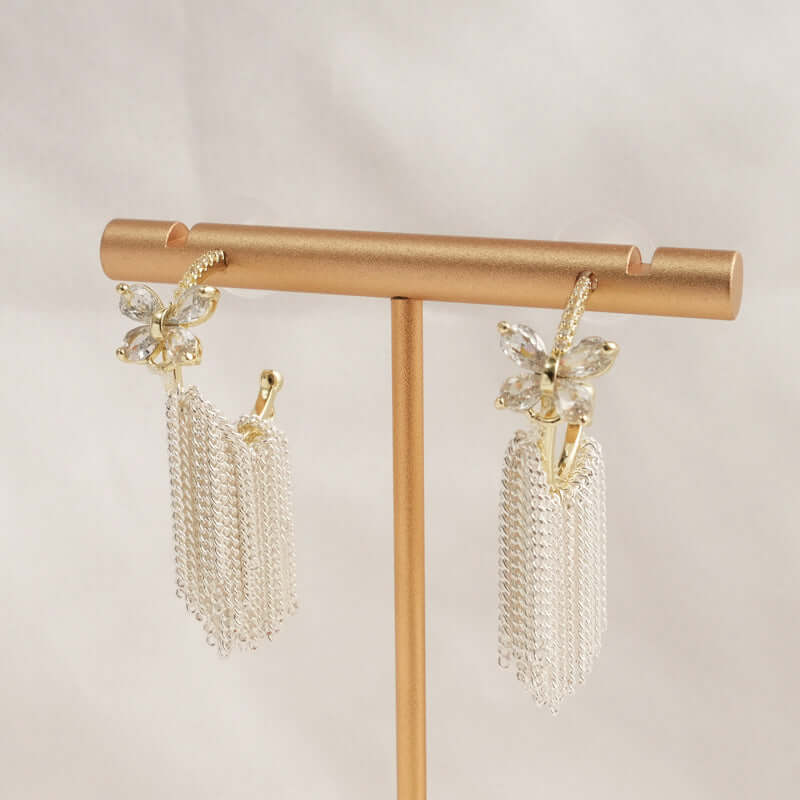 Butterfly Hoop Earrings with Tassel Fringe - Trendy Boho Dangle Earrings for Women | A8575 | Perfect for Parties, Festivals, and Everyday Wear