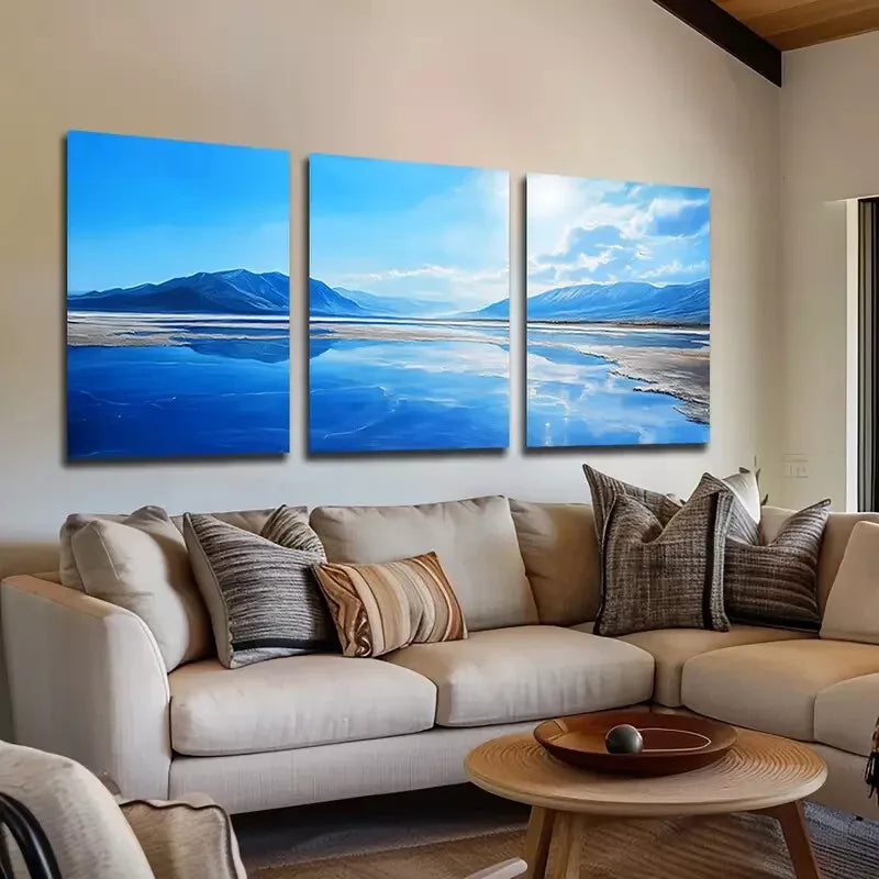 3-Piece Clear Blue Skies & Lakes Wall Art Set - 40x60cm Framed Canvas Prints | High Quality Australian Made | Ready to Hang | Perfect for Living Room, Bedroom & Office Decor