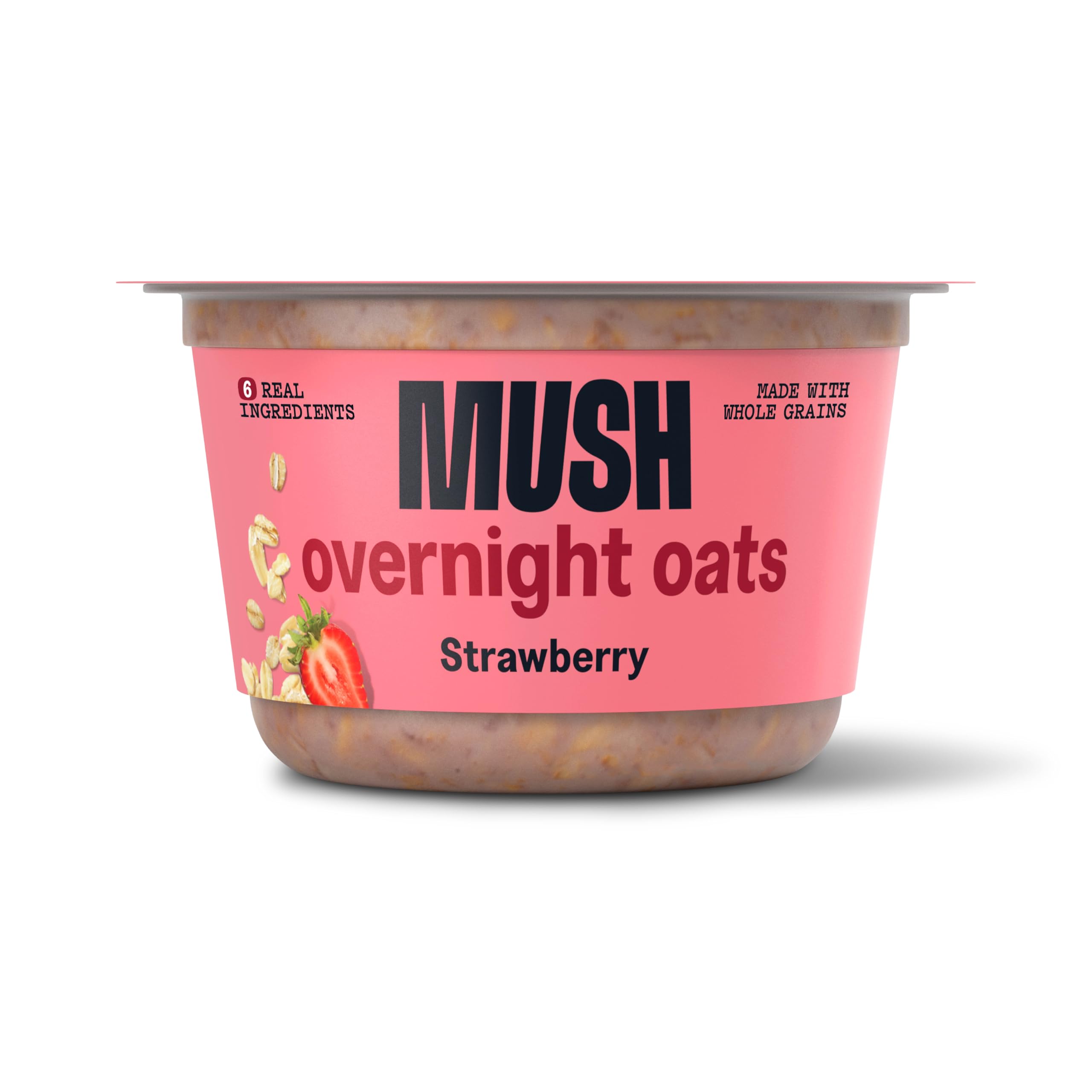 Organic MUSH Overnight Oats with Strawberries - 5 oz Pack | Gluten-Free, Vegan Breakfast | Quick & Healthy Meal Prep for Busy Mornings, Office Snacks, and Post-Workout Nutrition