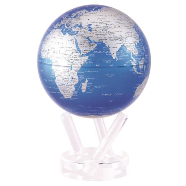 MOVA Globe - Blue & Silver Rotating Globe for Home Decor, Office Desk, and Educational Gifts | Solar-Powered Floating Globe with Elegant Blue Ocean & Silver Accents