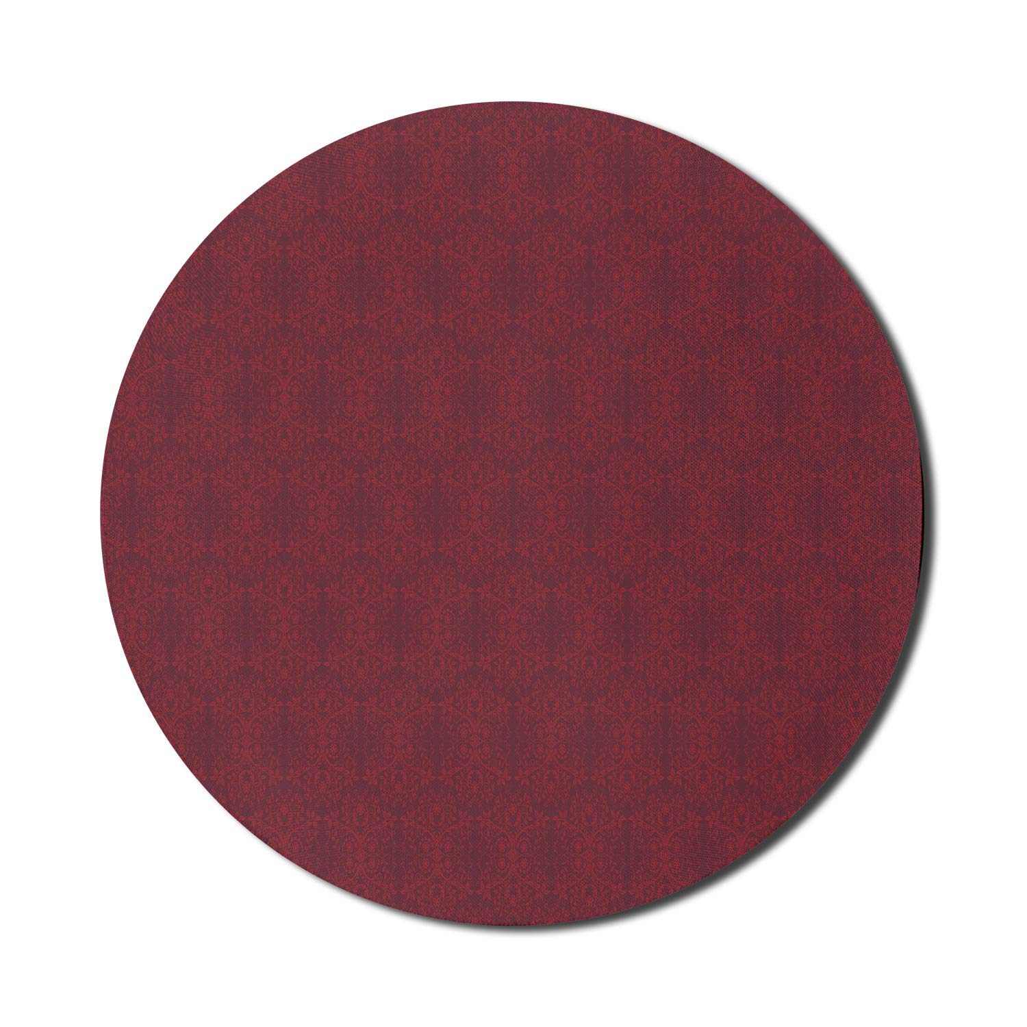 Lunarable Burgundy Red Round Non-Slip Rubber Mouse Pad - 8 Inch Computer Gaming Mousepad with Intricate Spring Floral Motif & Abstract Blossoming Branches Design | Perfect for Office, Home & Gaming Setup