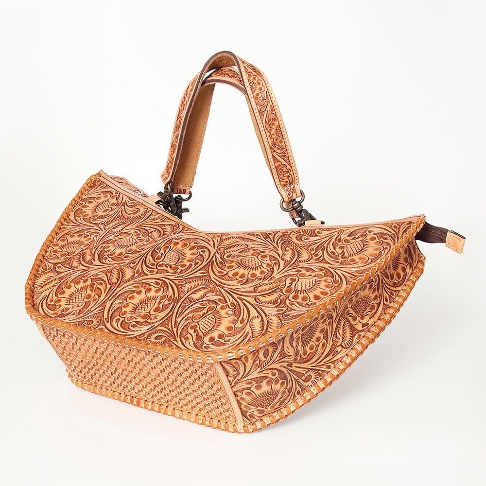 Genuine Leather Western Handbag for Women - American Darling Hand Tooled Purse - Perfect for Cowgirl Style, Rodeo Events & Everyday Use