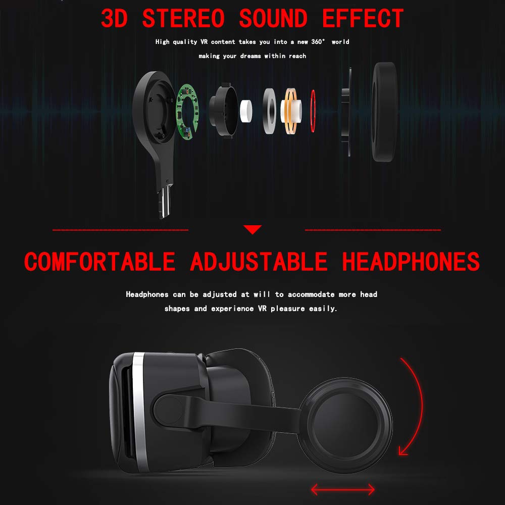 HD 3D VR Headset with Remote Controller - Virtual Reality Glasses for iPhone & Android (4.7-6 inch) - Immersive Gaming & 3D Movie Experience at Home