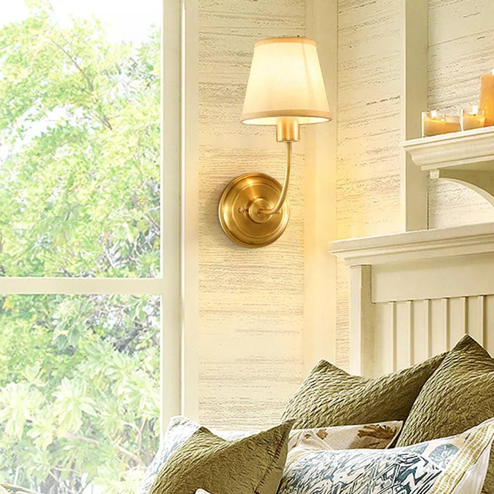 Elegant Gold Fabric Wall Lights for Indoor Decor - Perfect for Living Room, Bedroom, and Home Ambiance Lighting