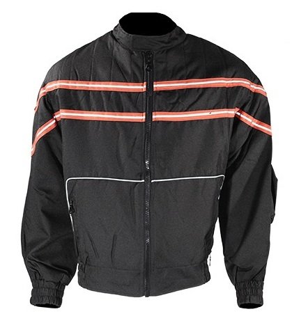 Men's Textile Motorcycle Jacket - Orange & White Striped Design - Lightweight Protective Riding Gear for Street Bikers & Commuters - Perfect for Daily Rides & Weekend Adventures