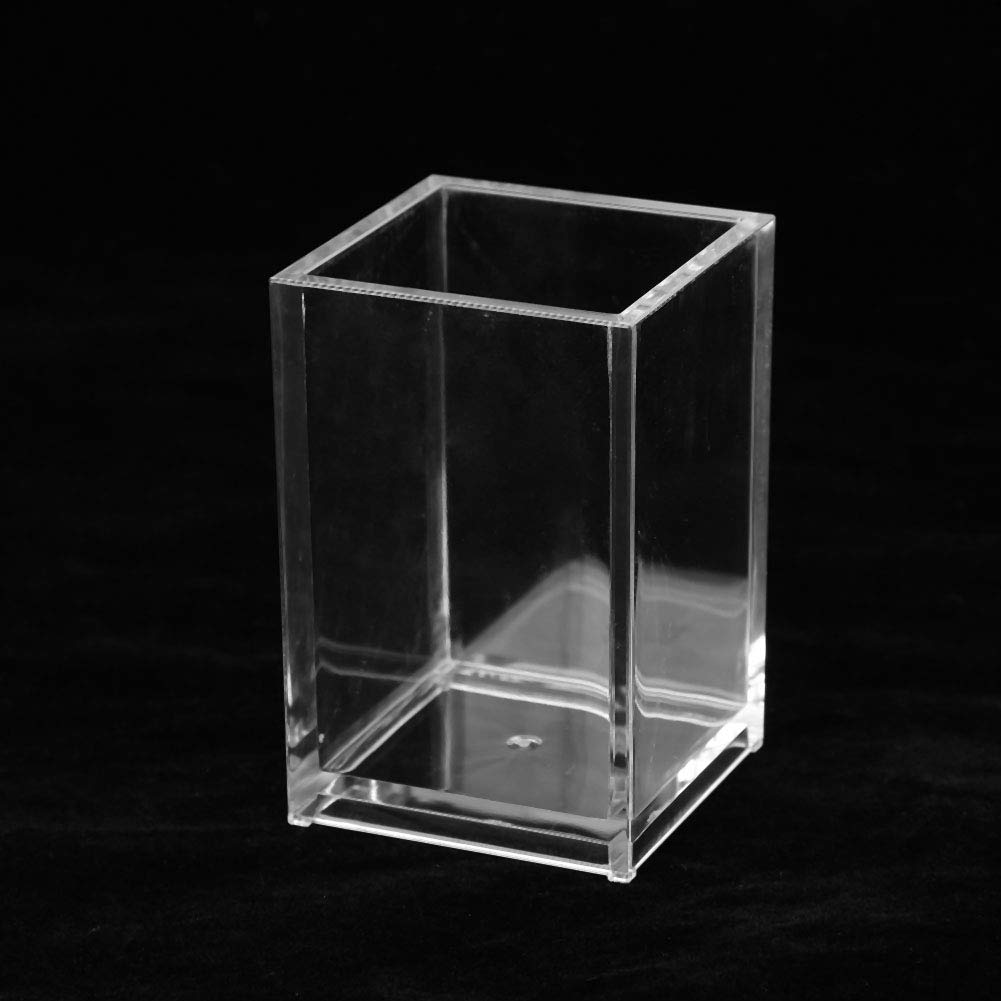 Clear Acrylic Makeup Brush Holder & Organizer - Multifunctional Storage Cube for Cosmetics, Brushes, Toothbrush, Pens & Flowers | Perfect for Vanity, Bathroom & Office Organization