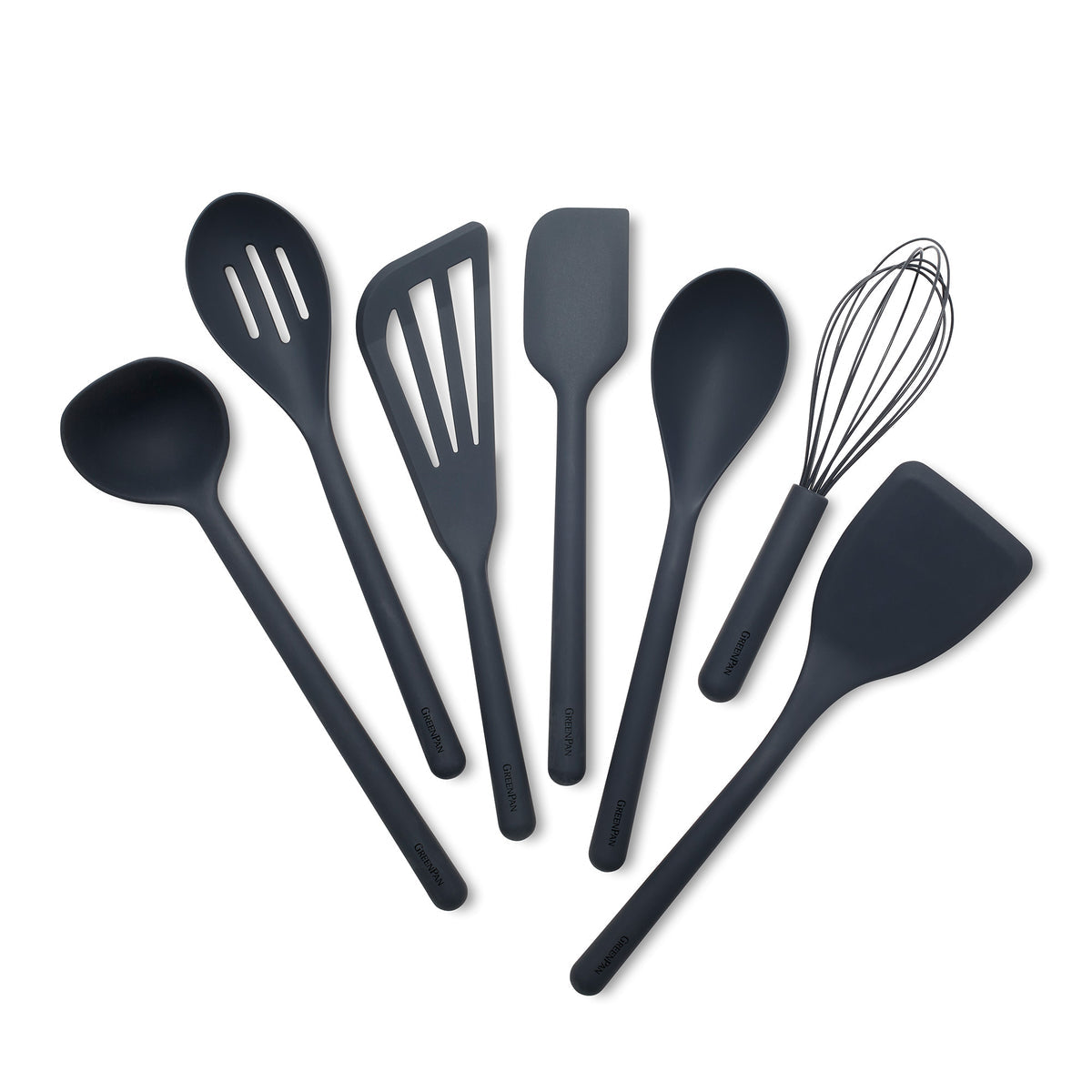 Premium Platinum Silicone Kitchen Utensil Set - 7-Piece Non-Slip Cooking Tools (Gray) for Baking, Grilling & Non-Stick Cookware | Dishwasher Safe & Heat Resistant