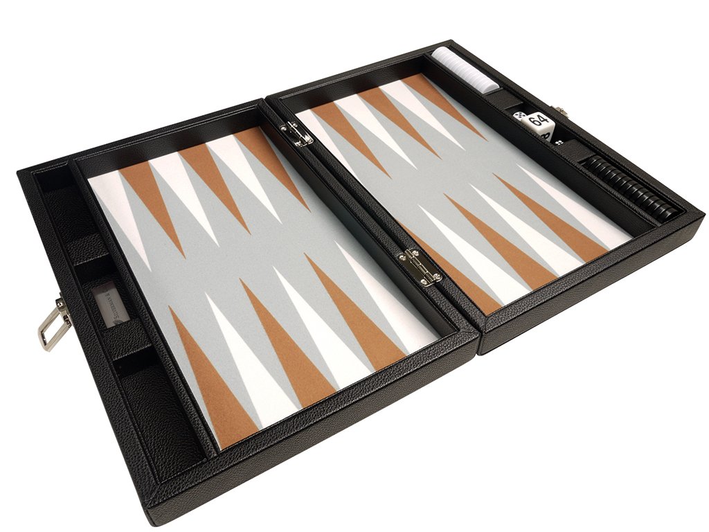 Premium 13-inch Backgammon Set - Portable Travel Size with Black Board & White/Rum Points - Perfect for Family Game Nights, Beach Trips and Casino-Themed Parties