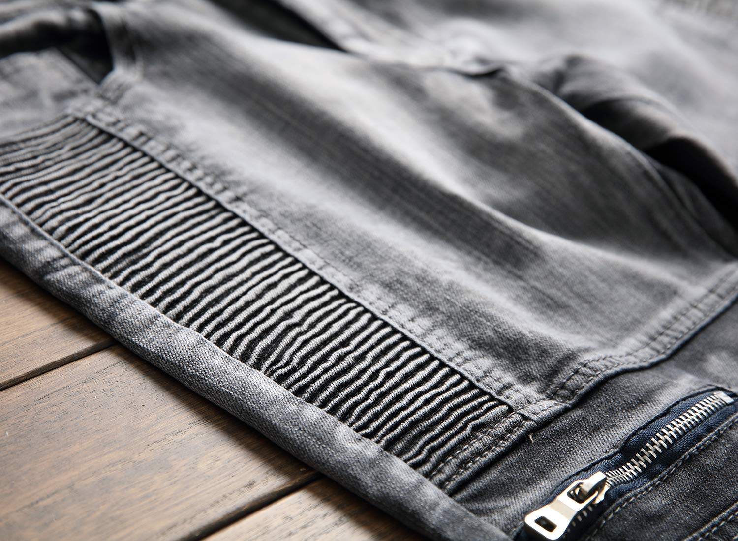 Chowsir Men's Skinny Stretch Jeans - Slim Fit Moto Biker Denim Pants with Comfortable Elastic Waist | Perfect for Casual Wear, Motorcycle Riding & Night Out