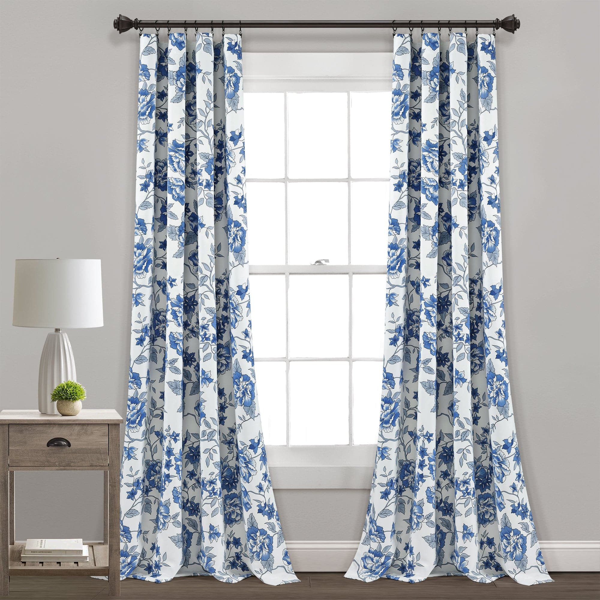 Ivana Floral Light Filtering Window Curtain Panel Set - Soft Sheer Drapes for Living Room, Bedroom & Nursery - Elegant Blooming Flowers Design with Privacy & UV Protection