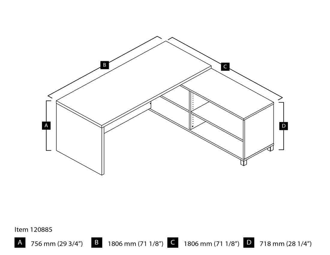 Modern L-Shaped Desk with Bark Grey & White Finish - Home Office Workstation for Small Spaces, Gaming & Study Setup