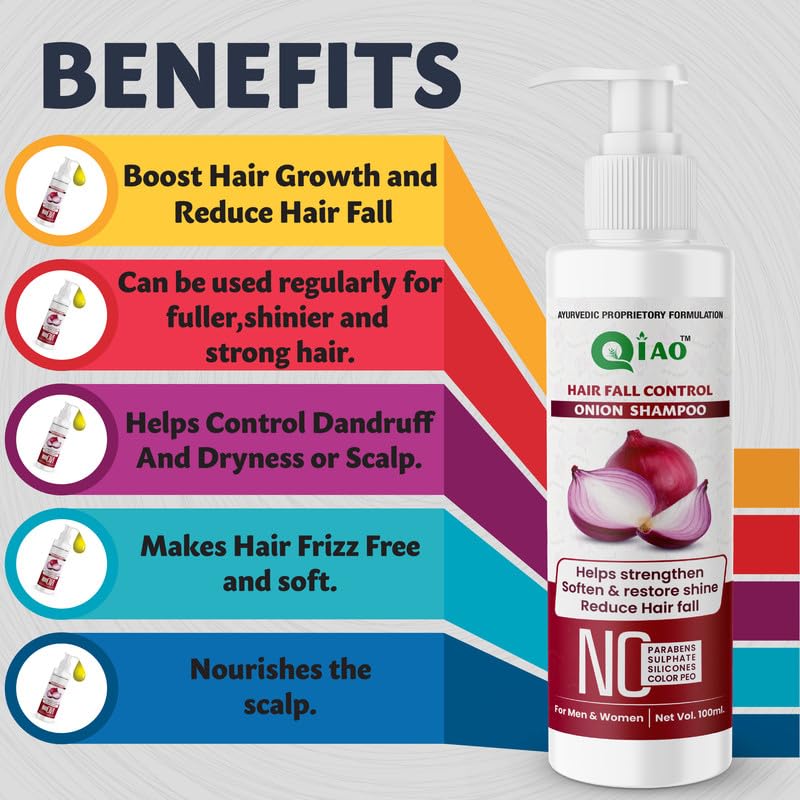 Sabtes Onion Shampoo for Hair Growth - Pack of 2 | Paraben-Free Hair Fall Control & Strengthening Formula | Smoother, Softer & Shinier Hair | Reduces Hair Fall Up to 100% | Perfect for Daily Hair Care & Scalp Nourishment
