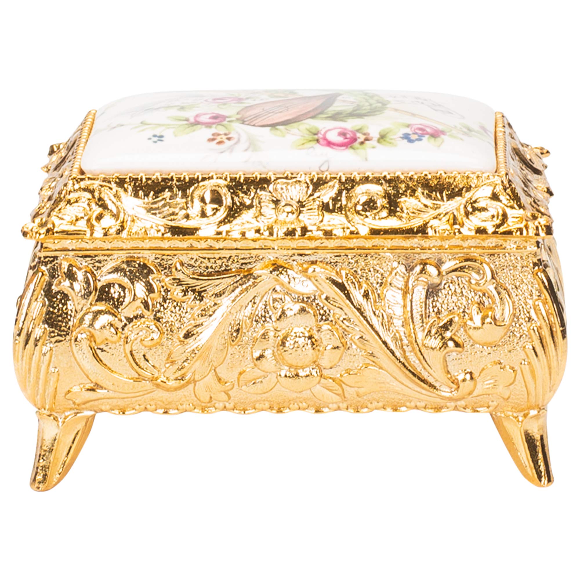 Elegant Gold Filigree Music Jewelry Box - Plays 'All I Ask Of You' from Phantom of The Opera - Handcrafted Rectangular Keepsake Box for Gifts, Wedding, Anniversary & Home Décor