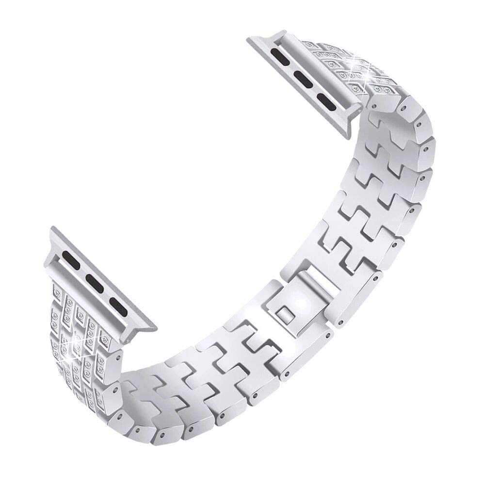 BestMin Bands Compatible with Apple Watch 38mm 40mm 42mm 44mm - Luxury Rhinestone Strap for iWatch Series 6/5/4/3/2/1 & SE - Elegant Replacement Wristband for Women, Perfect for Parties, Weddings & Special Occasions