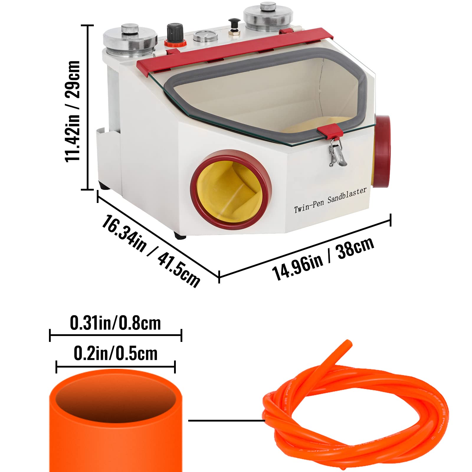 Professional VEVOR Sandblaster Kit - 2 Pens & 2 Tanks Dental Sandblasting Equipment with LED Light and Glass Window for Metal, Wood, Ceramic Surface Treatment | Perfect for Jewelry Making, Dental Labs & Industrial Cleaning