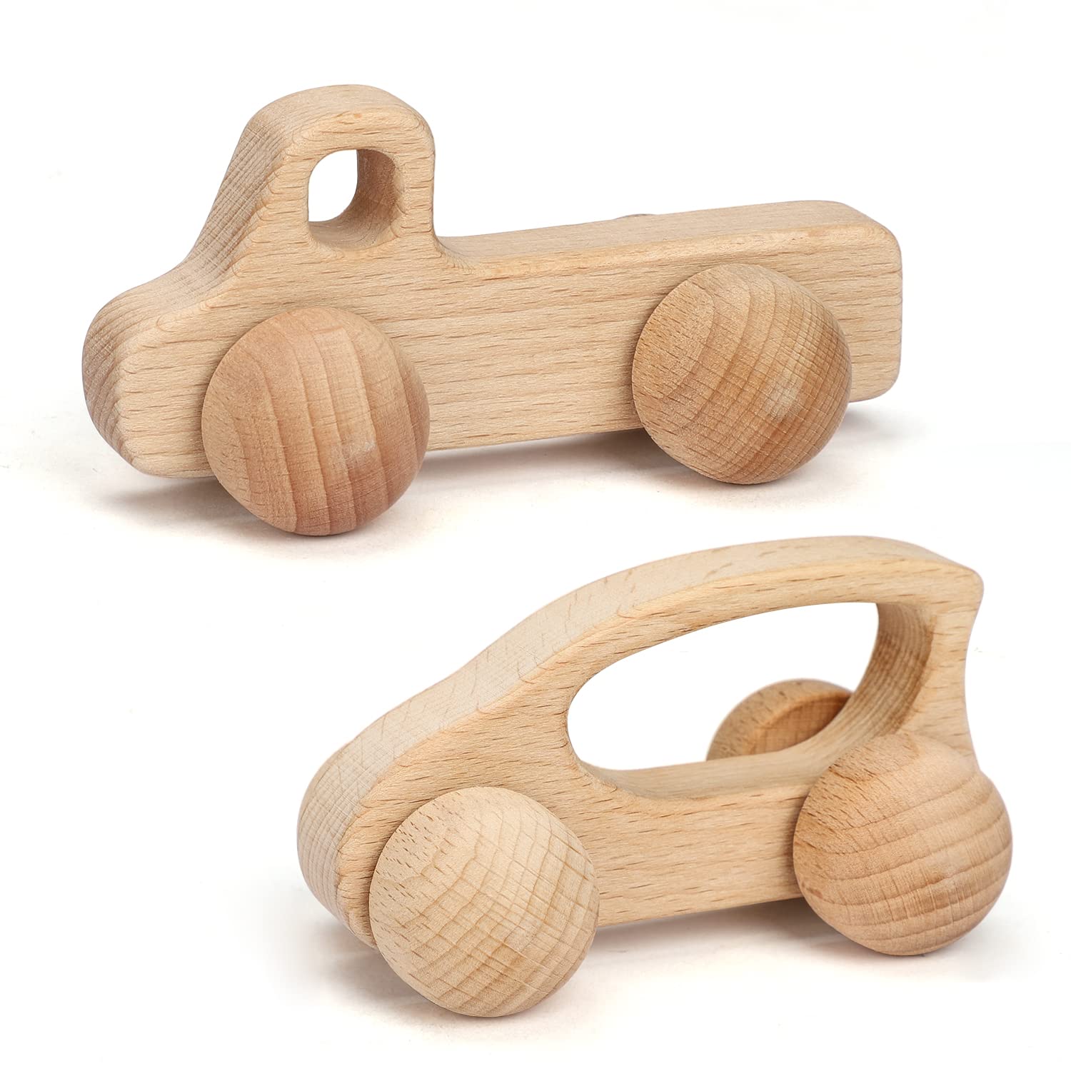 Montessori Wooden Toy Cars for Babies 0-12 Months - Safe Rattle Toys for Toddlers 1-3 Years | Natural Wood Baby Boy Gift for Birthday, Christmas & Nursery Decor | Educational Early Learning & Sensory Play Toys