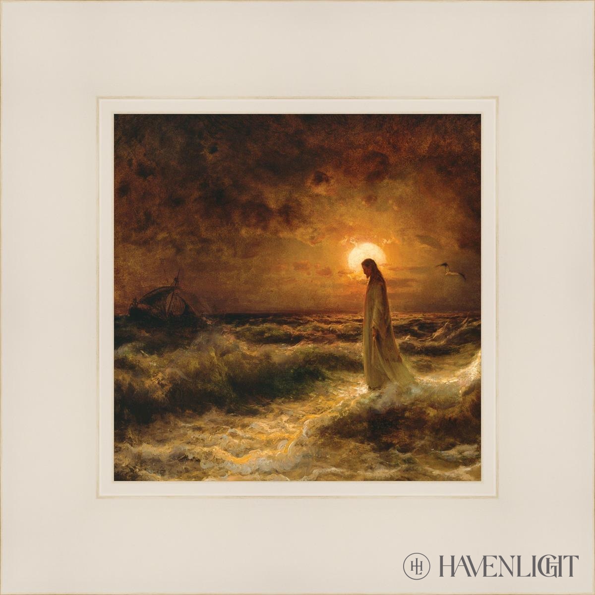 Christ Walking On The Water - Religious Wall Art Decor for Home, Church & Office - Inspirational Christian Painting for Faith-Based Interiors