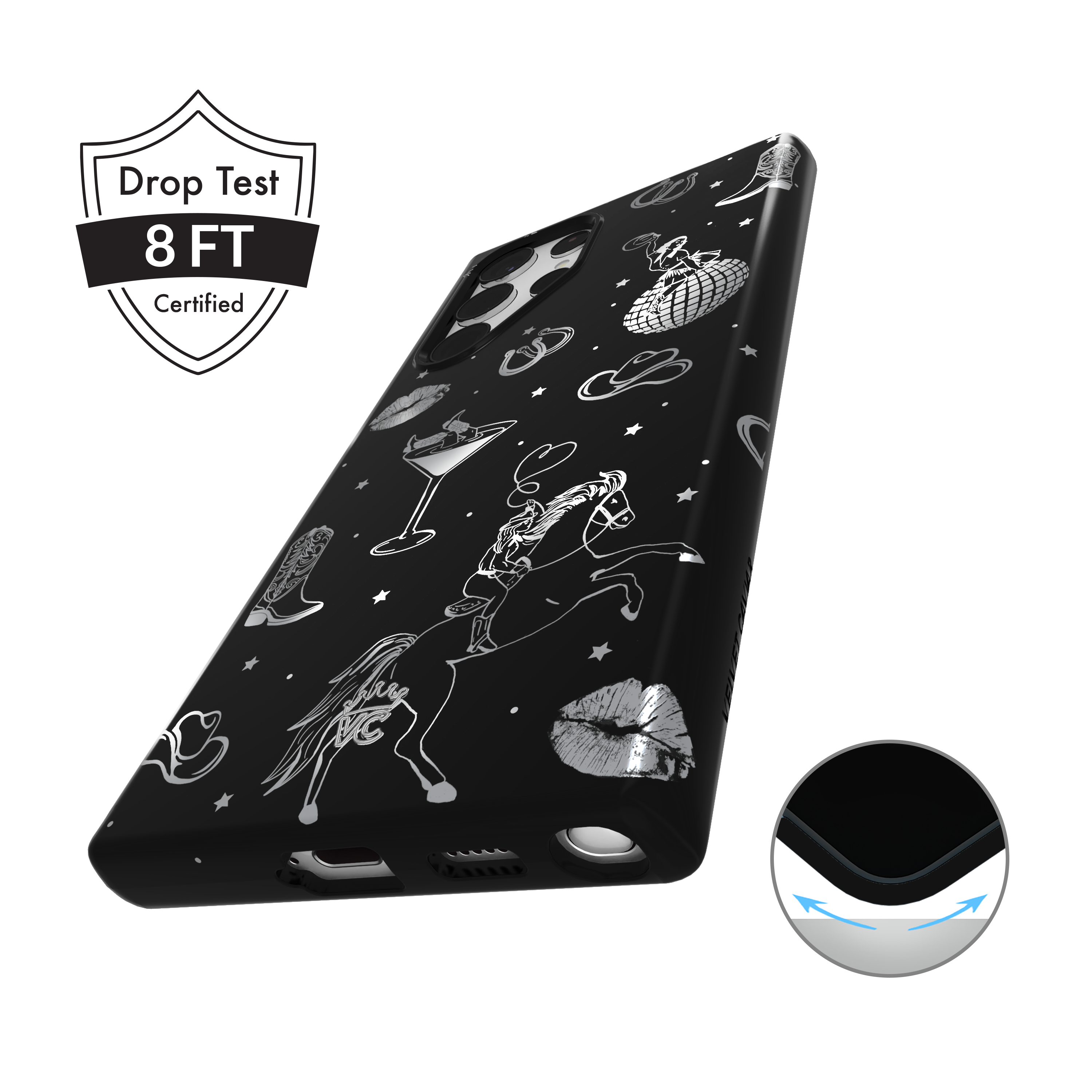 Disco Cowgirl Samsung Phone Case - Trendy Rhinestone Design for Samsung Galaxy S21/S22/S23 - Perfect for Music Festivals & Cowgirl-Themed Parties