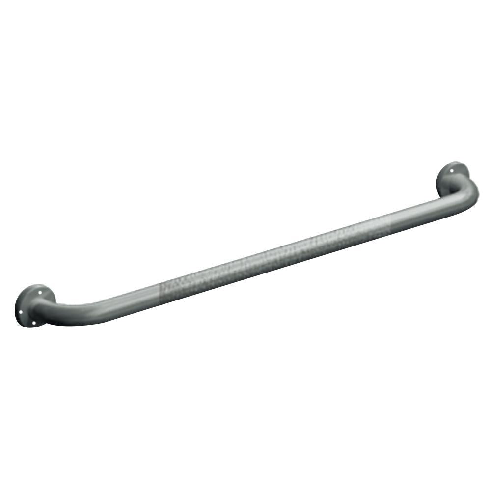 ASI 3401 12-Inch Straight Grab Bar with Exposed Flange in Satin Finish - Ideal for Bathroom Safety and ADA Compliance