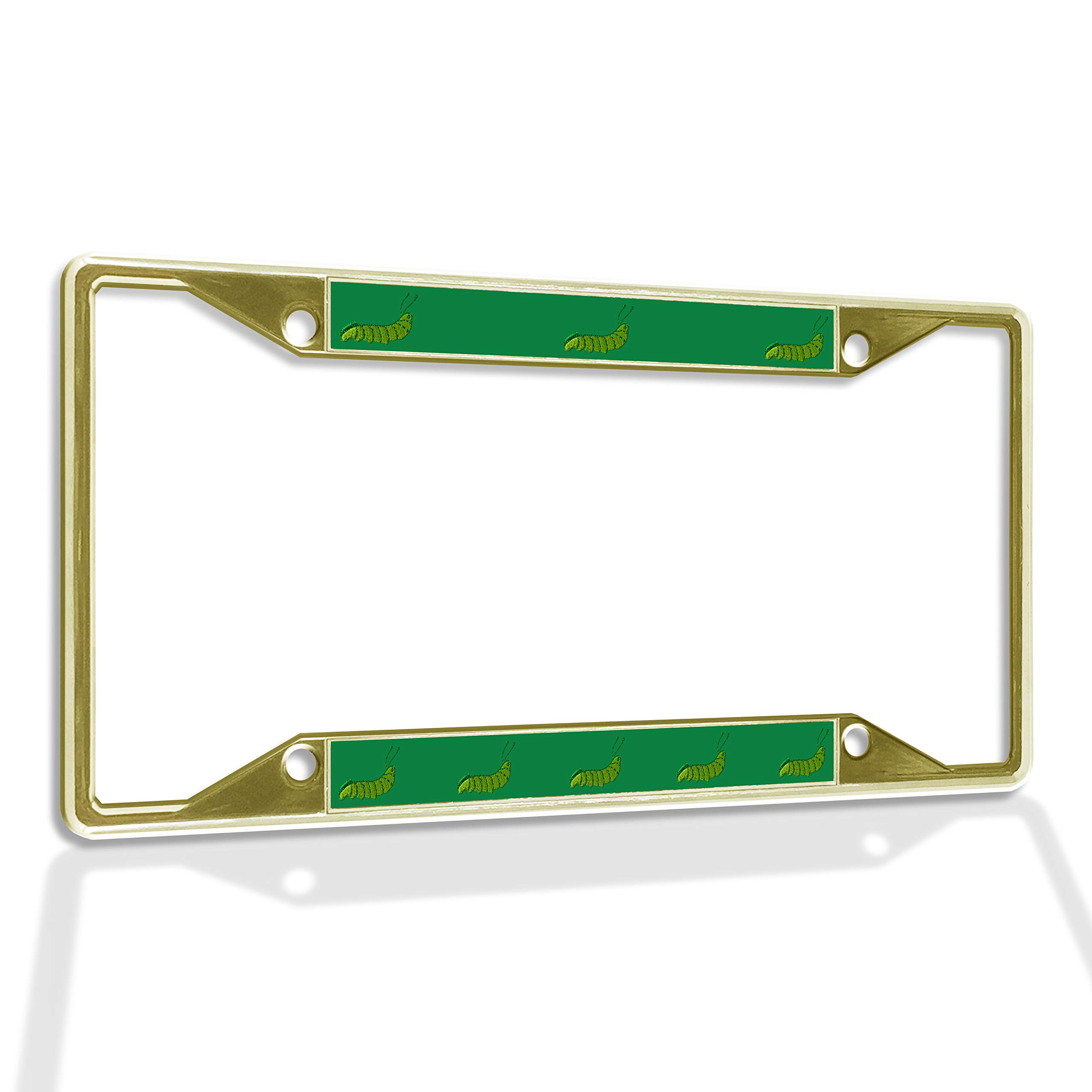 Caterpillar Metal License Plate Frame - Weatherproof 4 Hole Solid Insert Car Accessory in Gold | Durable Auto Decoration for Trucks & Off-Road Vehicles