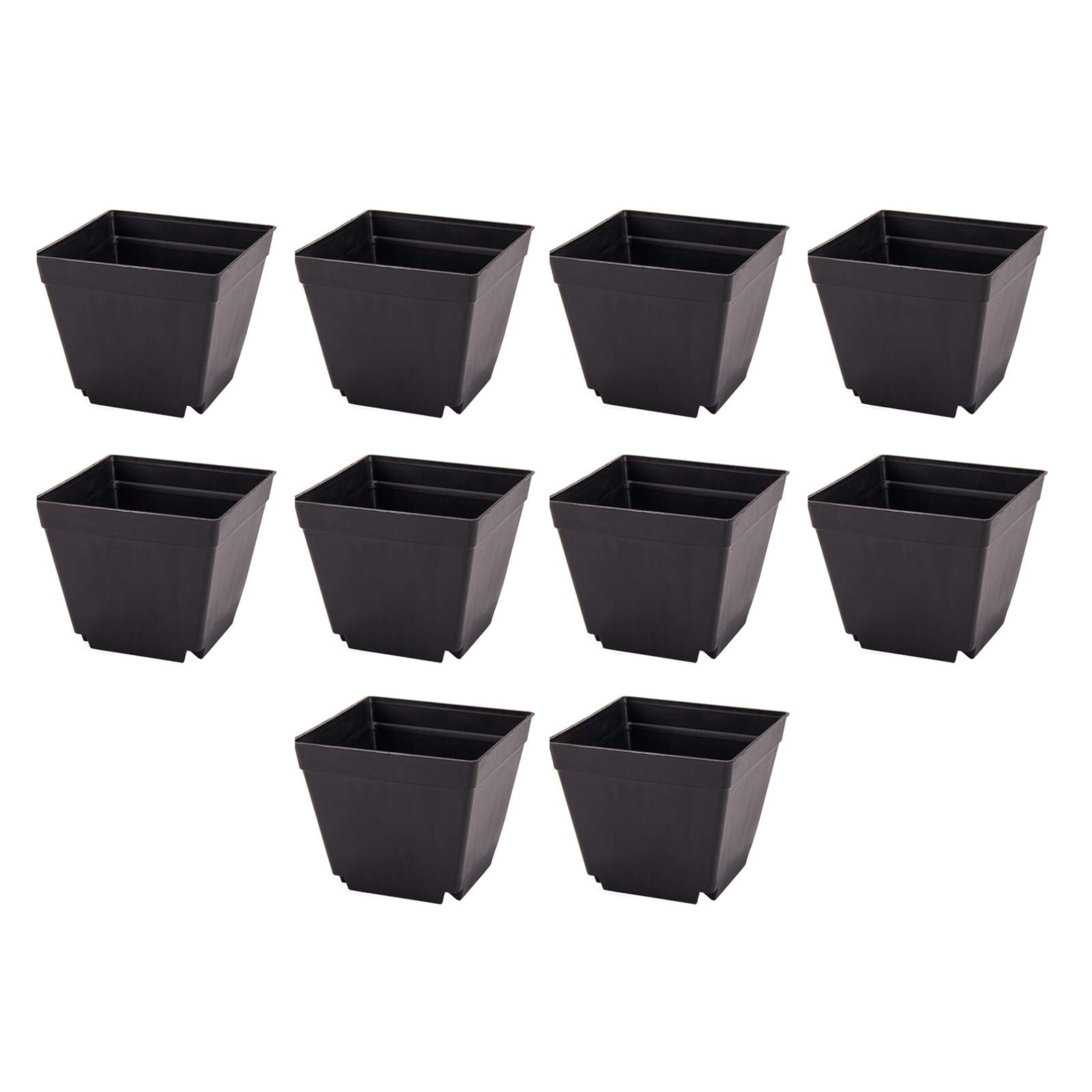 Qiguch66 Small Plant Pots - 10Pcs Square Nursery Pots for Transplanting, Gardening & Indoor Plants - Durable Black Planter Containers | Perfect for Succulents, Herbs & Home Decor