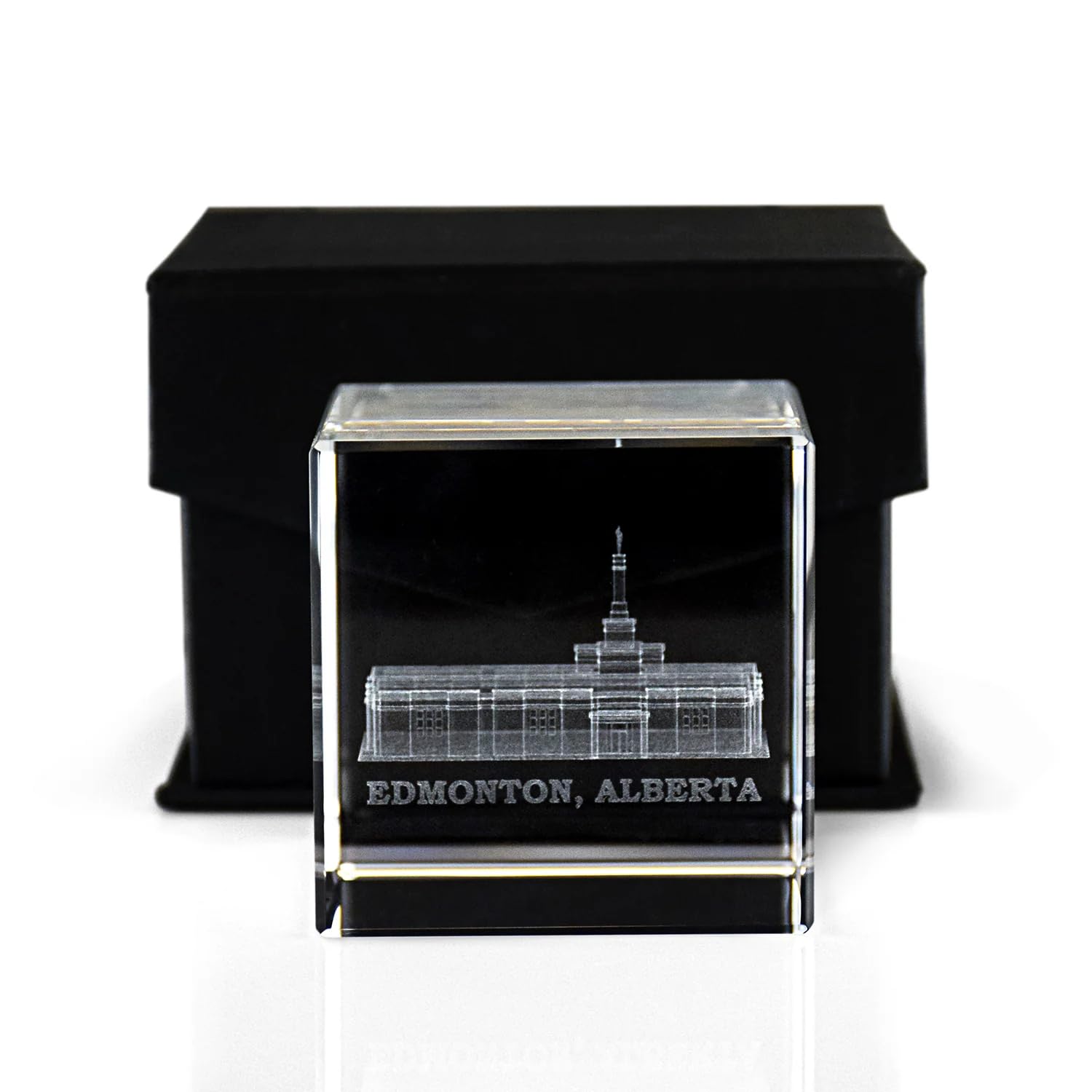 Crystal Cube Desk Decor - LDS Temple Paperweight for Office & Home | Christian Gift
