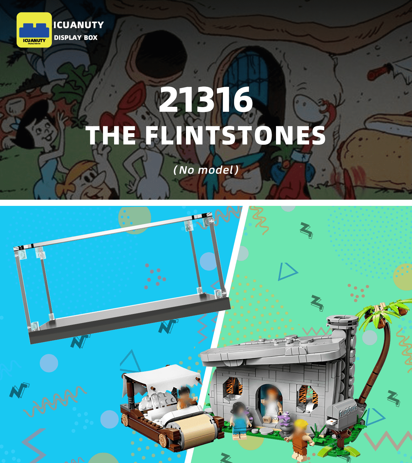 LEGO Ideas The Flintstones 21316 Display Case - Premium Acrylic Showcase for LEGO Sets - Perfect for Home Decor, Office Display & Collector's Showcase