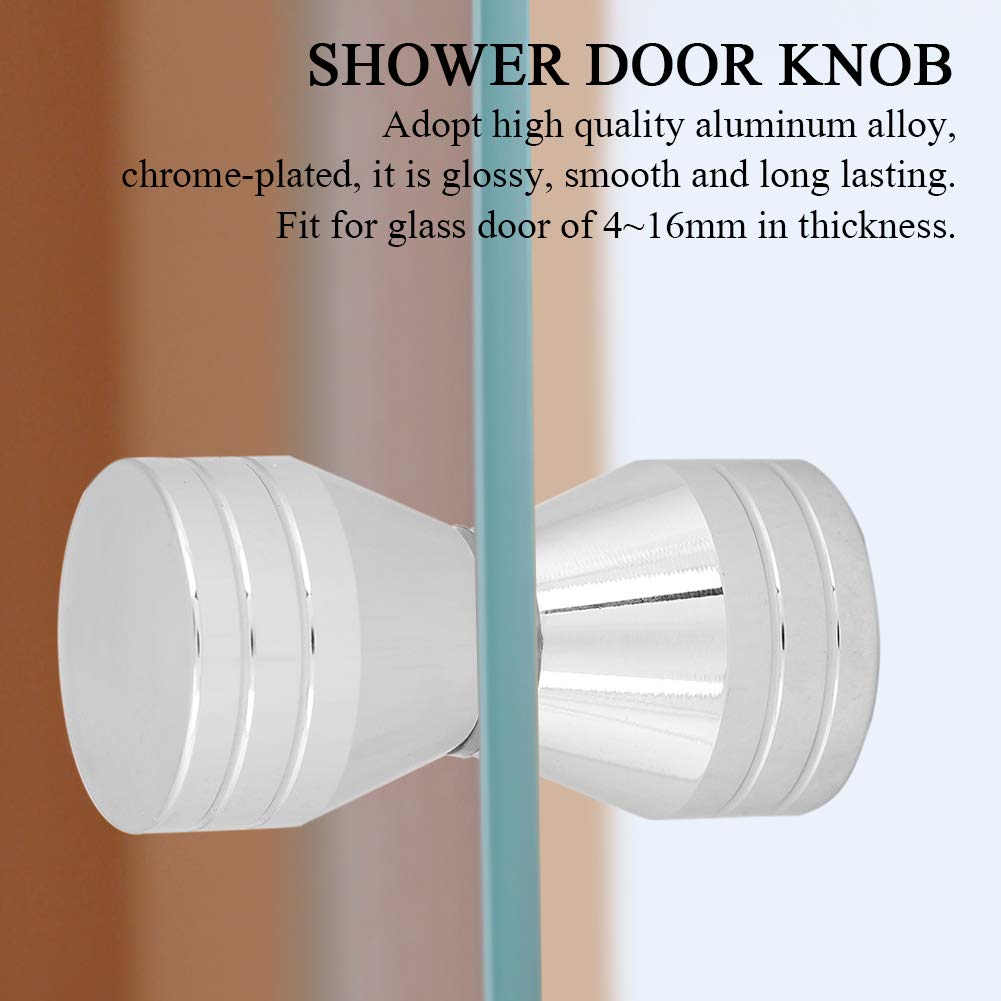 Easy Install 4-16mm Aluminum Alloy Shower Door Handle Knob - Bathroom & Office Door Hardware Set (2 Pack) for Modern Home & Commercial Spaces
