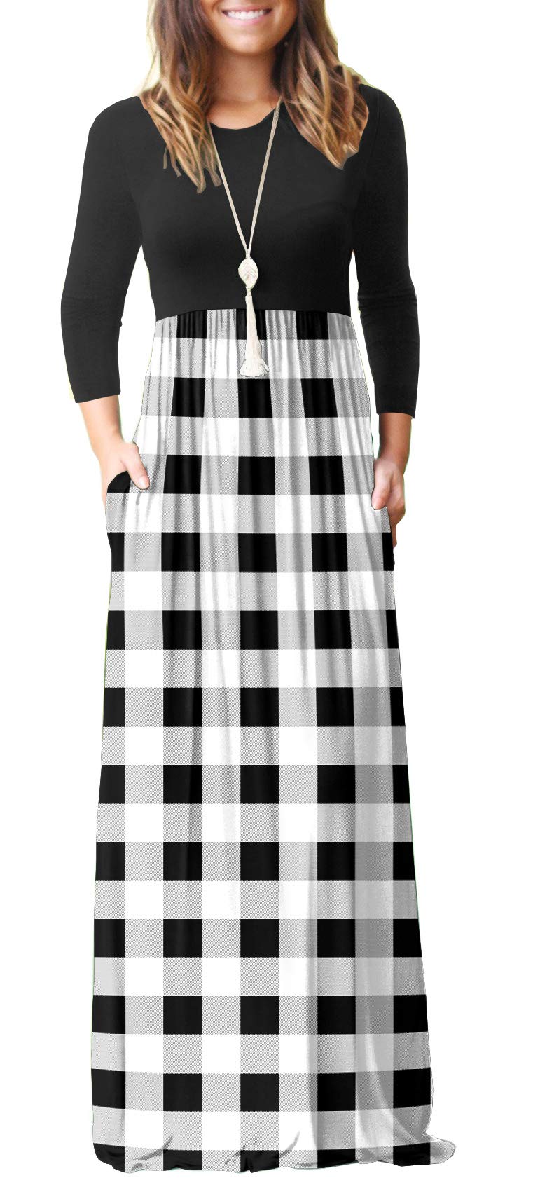 GRECERELLE Women's Long Sleeve Maxi Dress - Loose Fit Plain Casual Dress with Pockets | Perfect for Everyday Wear, Office, and Weekend Outings