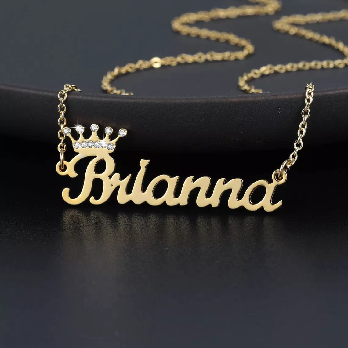 Personalized Name Necklace - 925 Sterling Silver Custom Nameplate Pendant with Natural Diamond & Birthstone | Crown & Heart Design in Yellow/White/Rose Gold | Dainty Jewelry Gift for Women | Perfect for Christmas, Birthday, Anniversary, Valentine's Day, Graduation & Mother's Day | Ideal for Her, Mom, Wife, Girlfriend & Sister | Everyday Wear & Special Occasions