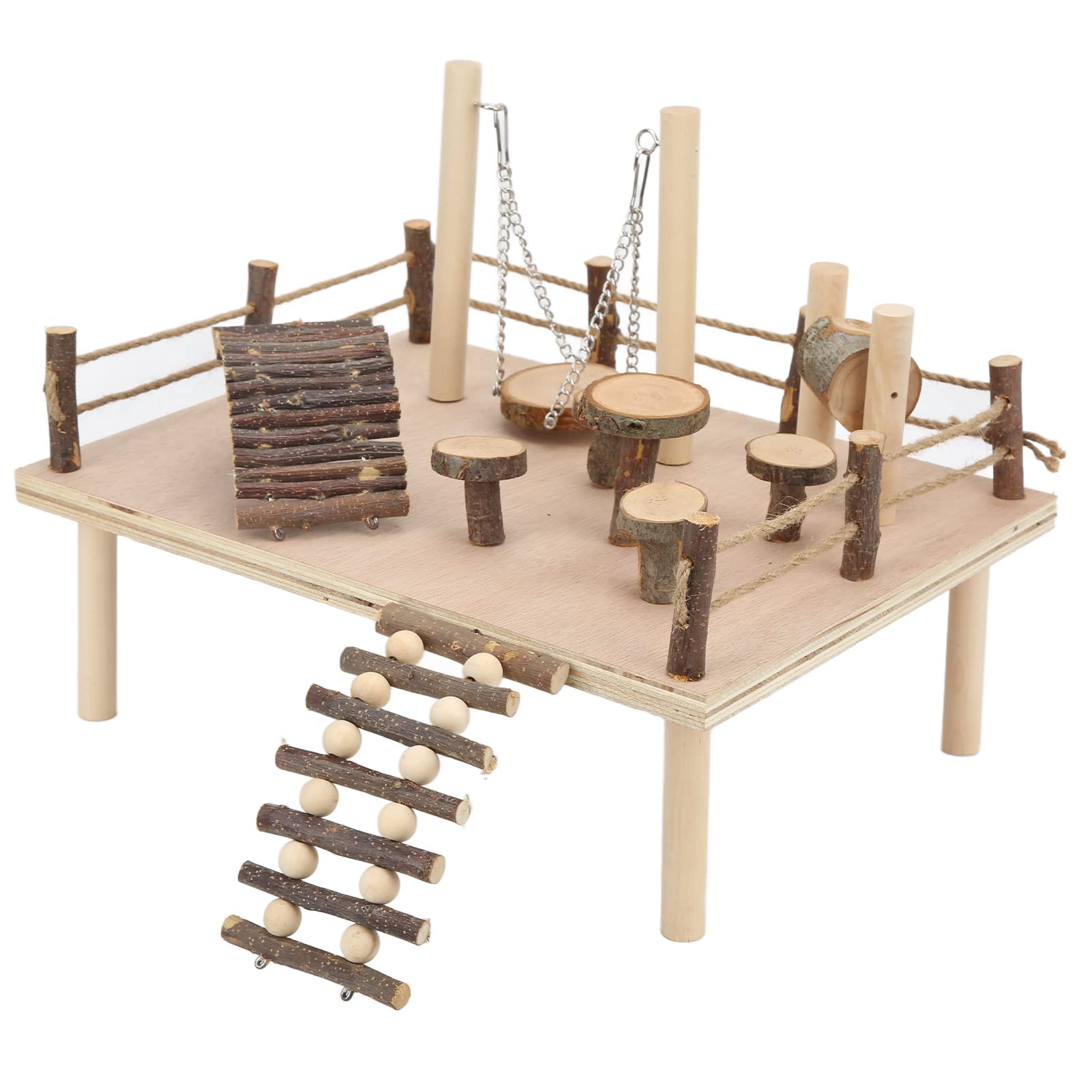 Natural Wood Hamster Playground Set - Safe Detachable Activity Toy for Small Pets at Home