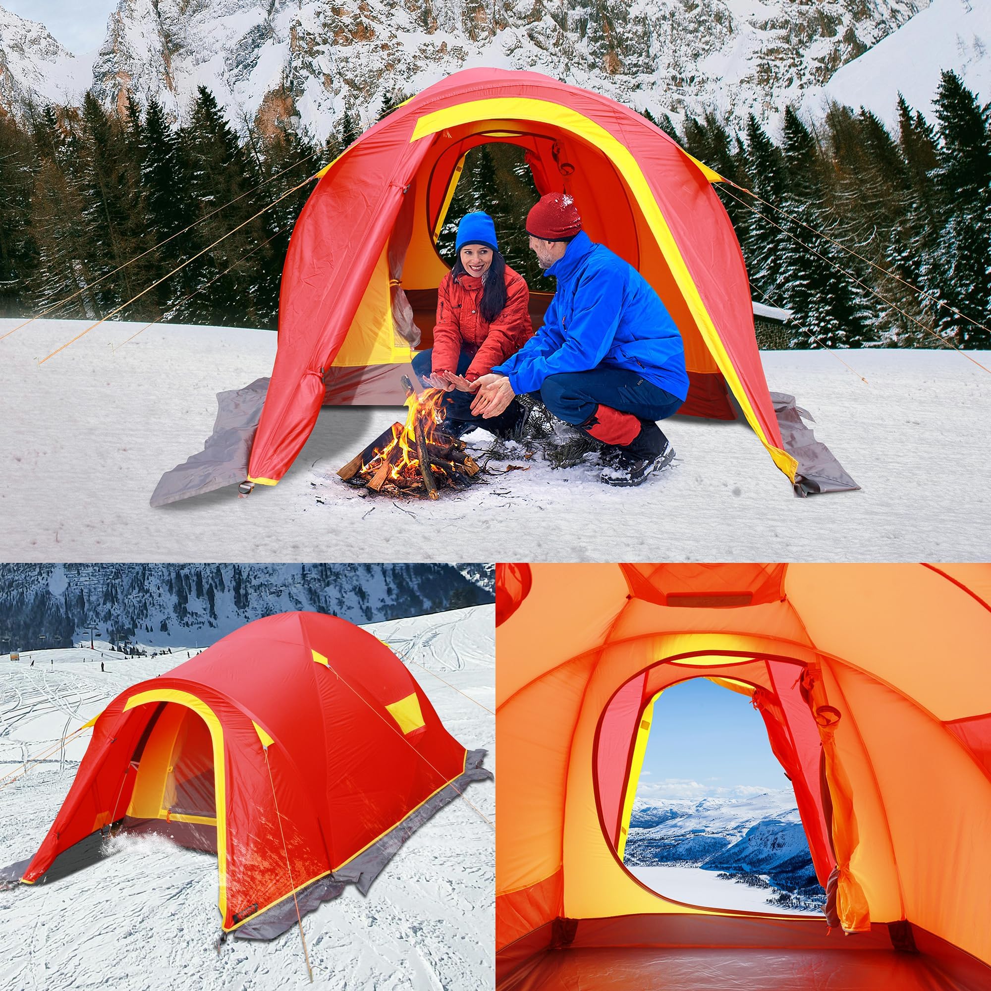 Hiamalay 4 Season All-Weather Tent - Waterproof Windproof Lightweight Camping Tent for Winter, Cold Weather & Outdoor Adventures - Easy Setup for Family Camping, Hiking & Mountaineering - Perfect for Snowy Expeditions & Backpacking Trips
