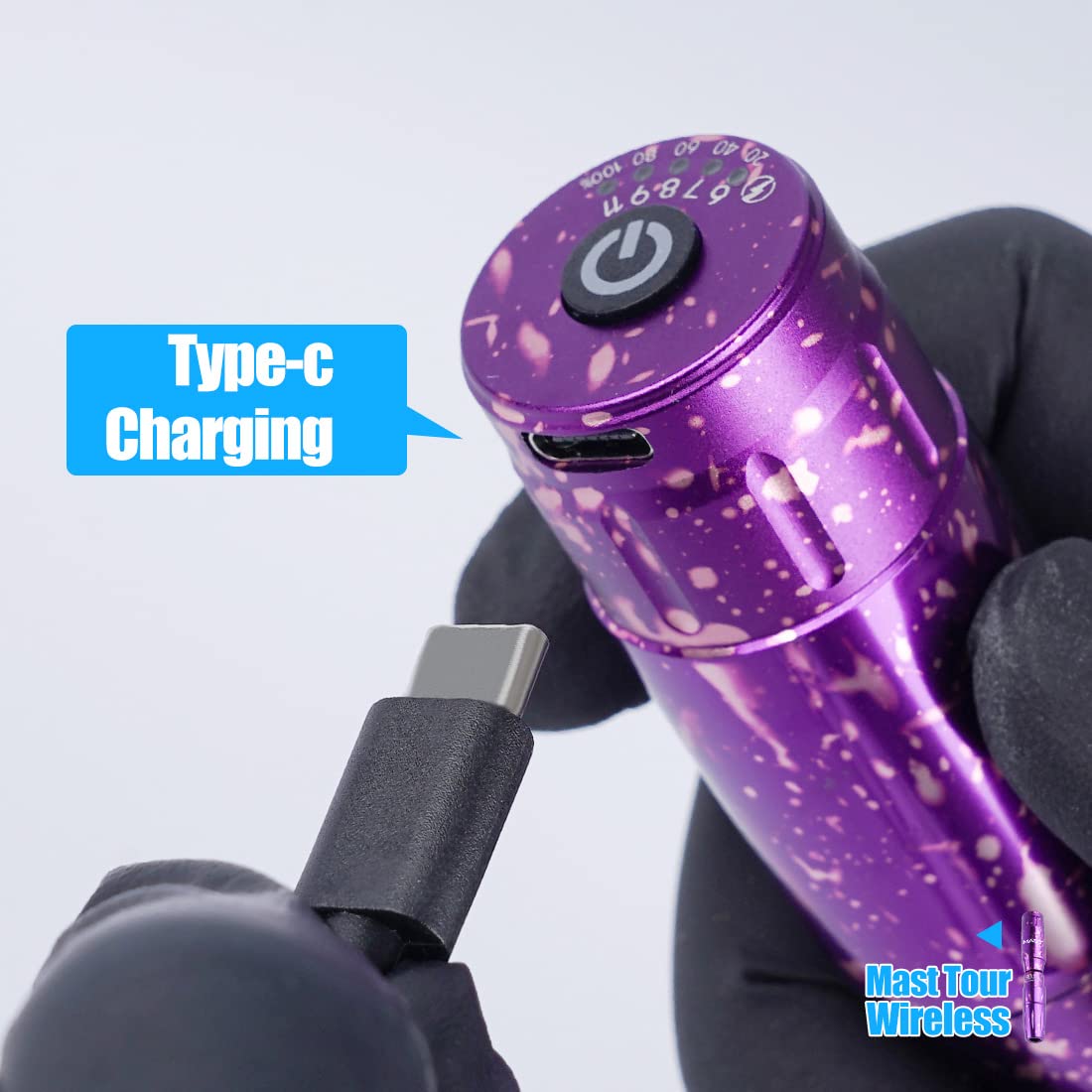 **Mast Tour Wireless Tattoo Pen Machine Kit - Professional Rotary Cartridge Tattoo Gun, Lightweight Cordless Design with Short Battery Power Supply (Purple) | Ideal for Tattoo Artists & Beginners, Home & Studio Use**