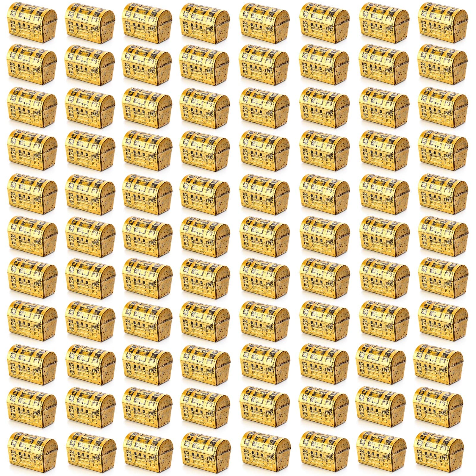 100 Pieces Mini Pirate Treasure Chests - Gold Plastic Jewelry Storage Boxes for Kids Pretend Play, Pirate Party Favors, Halloween & Christmas Decorations - Perfect for Birthday Gifts, Themed Parties and DIY Craft Projects