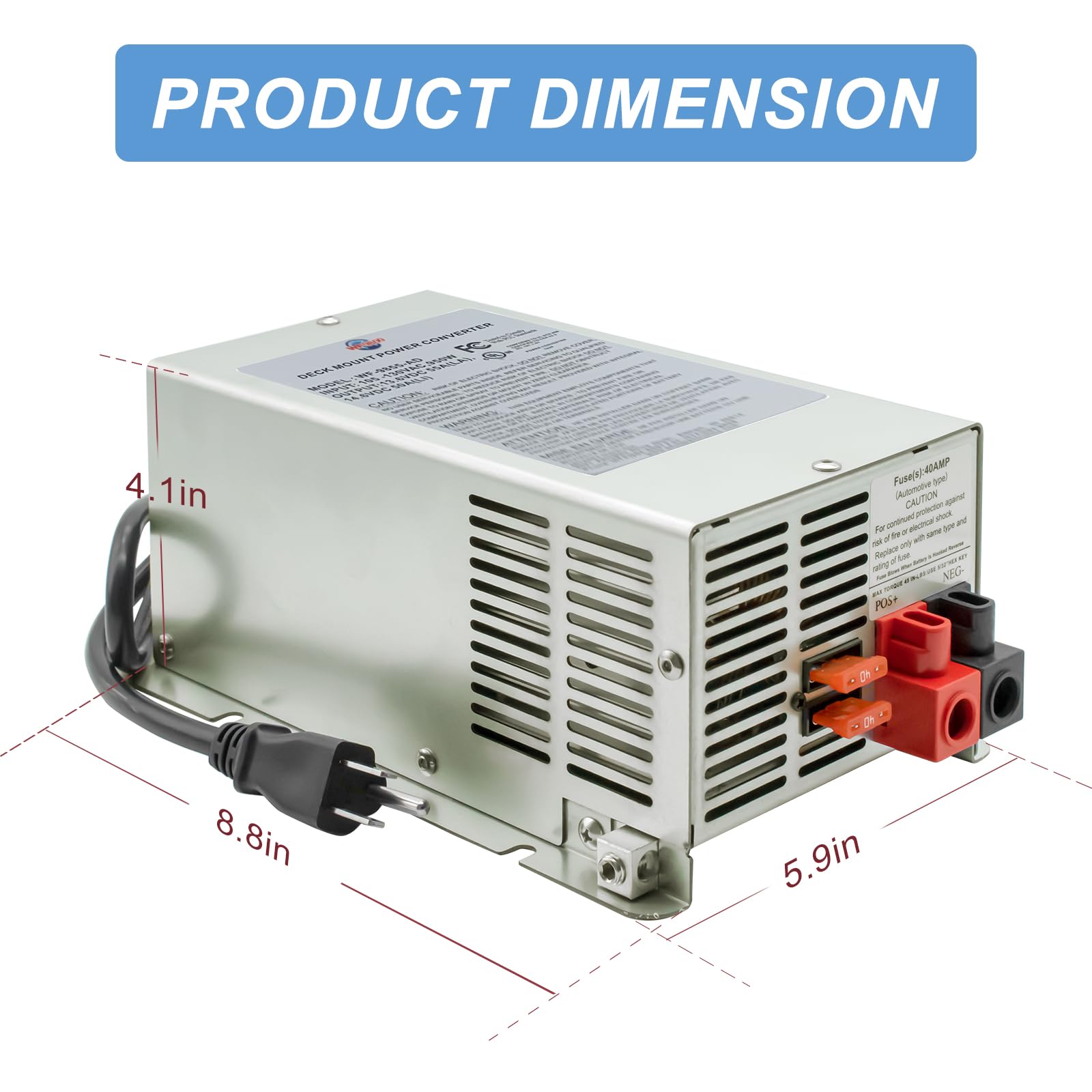 WF-9855 55 Amp Marine Battery Charger & Converter - Waterproof Deck Mount Power Supply for Boats, RVs, and Off-Grid Systems | Ideal for Marine, Camping & Solar Applications