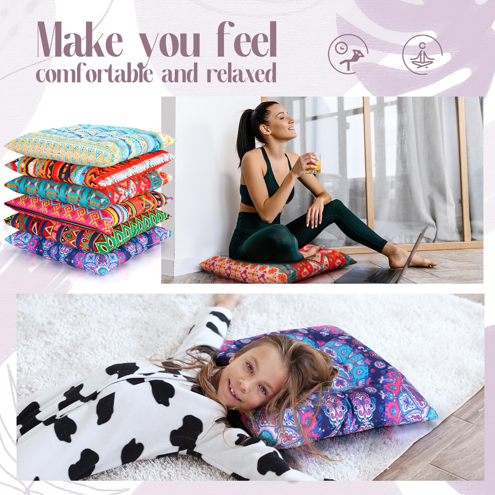 6 Bohemian Floor Pillows 15
