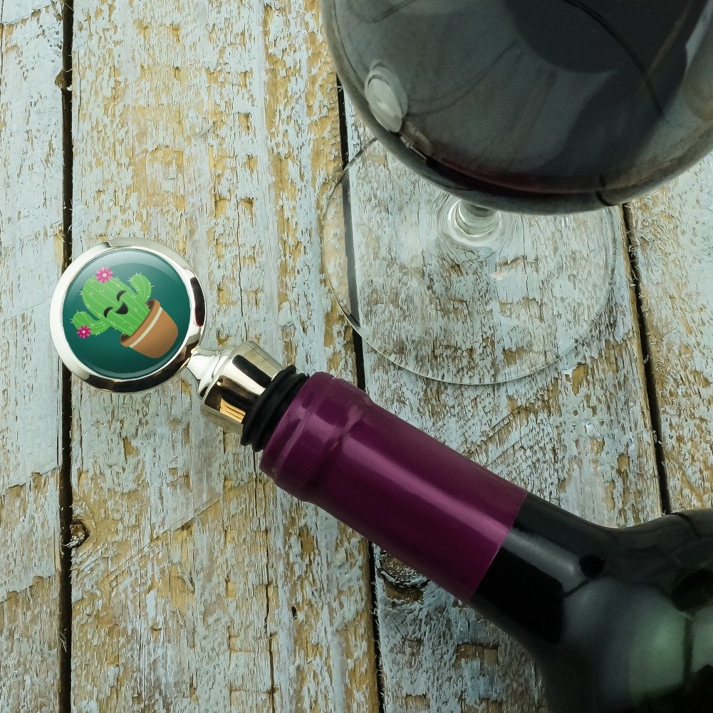 Adorable Cactus in Pot with Pink Flowers - Decorative Wine Bottle Stopper for Kitchen, Bar & Home Decor | Perfect for Gifts, Parties & Wine Lovers