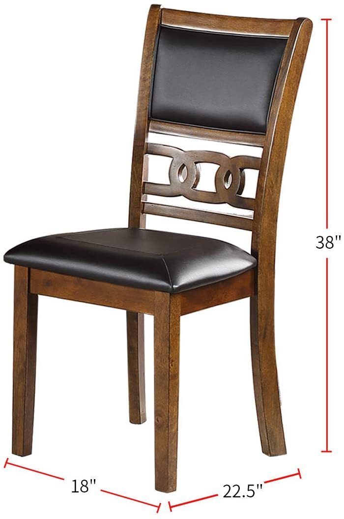 Walnut Finish Dining Room Chairs Set of 2 - Padded Cushion Seats with Unique Back Design - Perfect for Kitchen, Breakfast Nook & Formal Dining Rooms