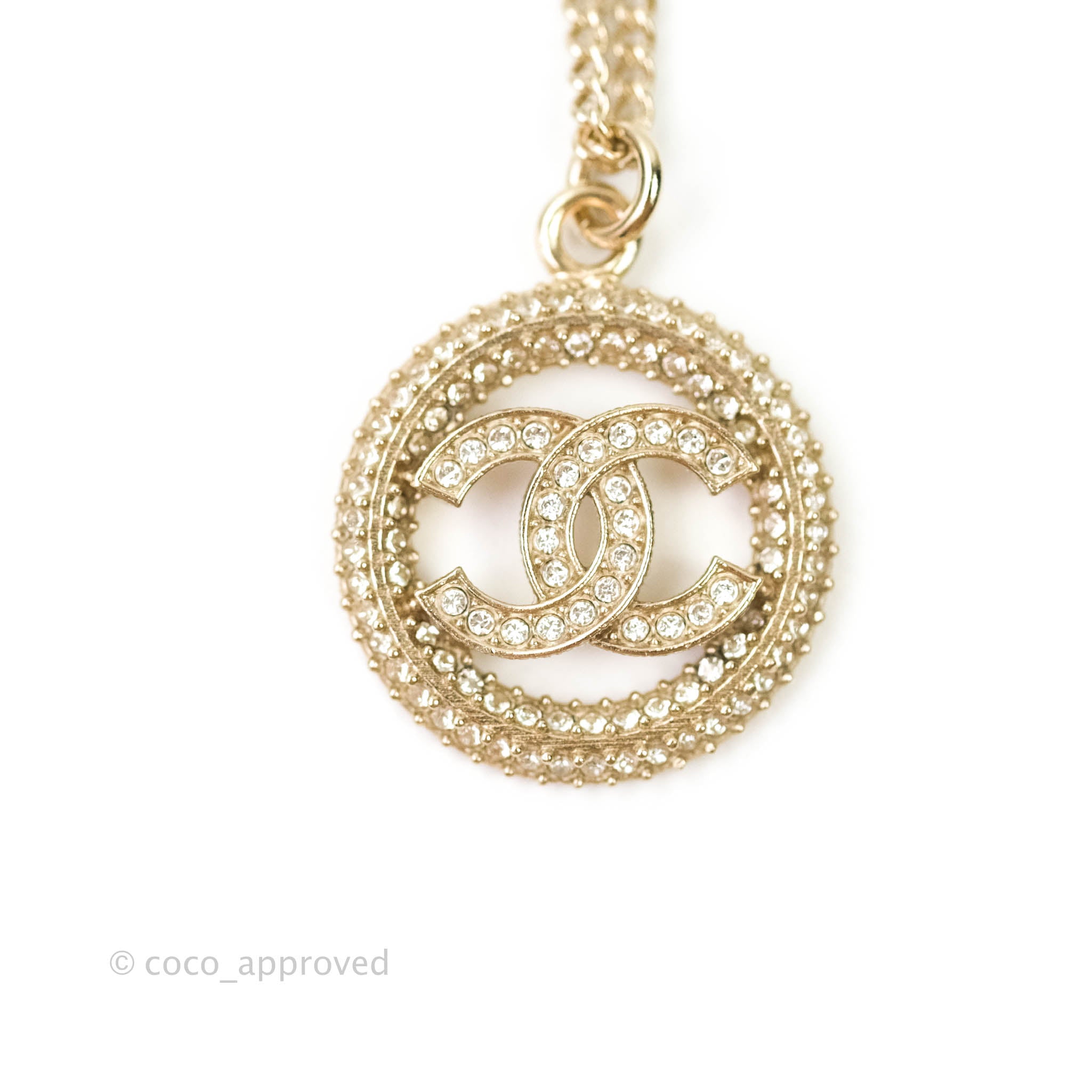 Chanel CC Crystal Necklace Gold Tone 20S - Elegant Fashion Jewelry for Women, Perfect for Parties, Weddings & Special Occasions