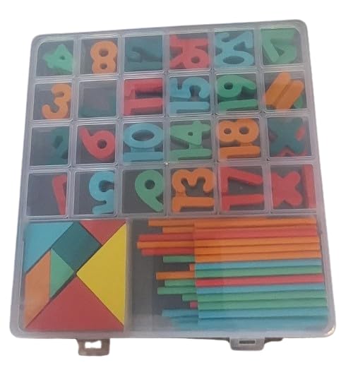 Spylark Toys - Wooden Box Number Puzzle with Sticks & Shapes for Kids - Educational Math Learning Game for Toddlers Ages 3-5 - Perfect for Preschool Classroom & Homeschool Activities (Pack of 1)