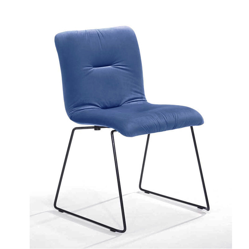 NORVIN Blue Velvet & Black Dining Chair - Modern Upholstered Kitchen Chairs for Dining Room, Restaurant, and Home Decor