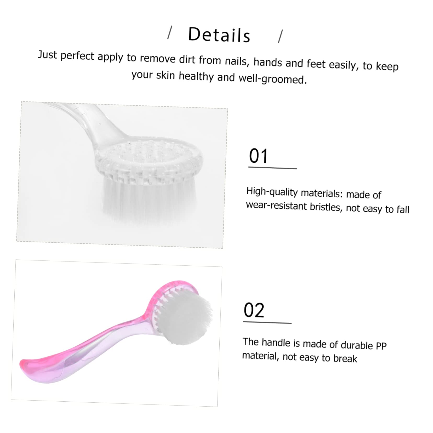 DOITOOL 12-Piece Nail Brush Set - Dust Brush, Fingernail Cleaner, Toe Scrubber, Manicure Brush & Shoe Shine Brush - Perfect for Home Salon, Pedicure, Nail Art & Foot Care (Plastic Round Handle)