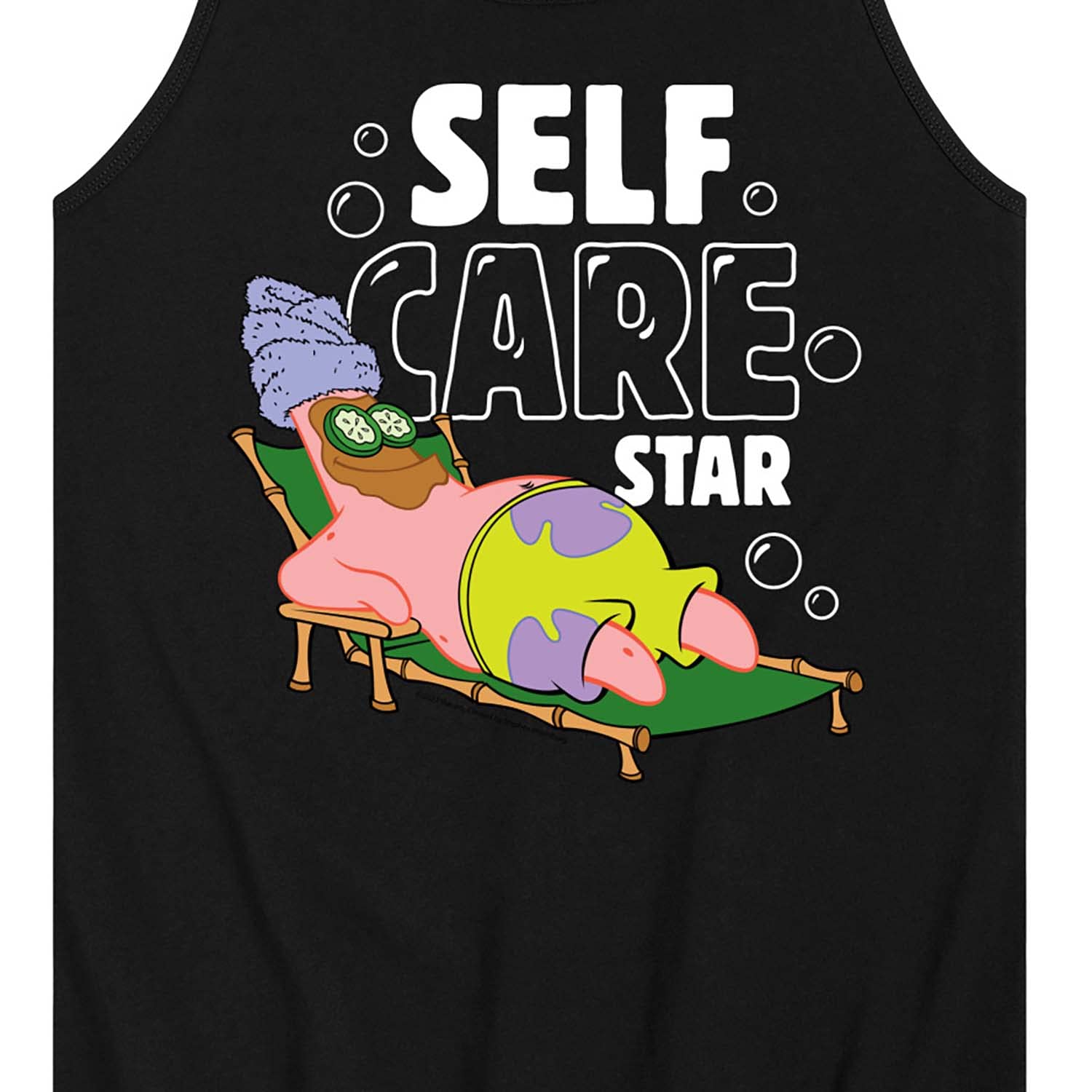 HYBRID APPAREL Spongebob Squarepants Self Care Star Men's Jersey Tank Top - Soft Breathable Sleeveless Shirt for Summer, Gym, Beach & Casual Wear