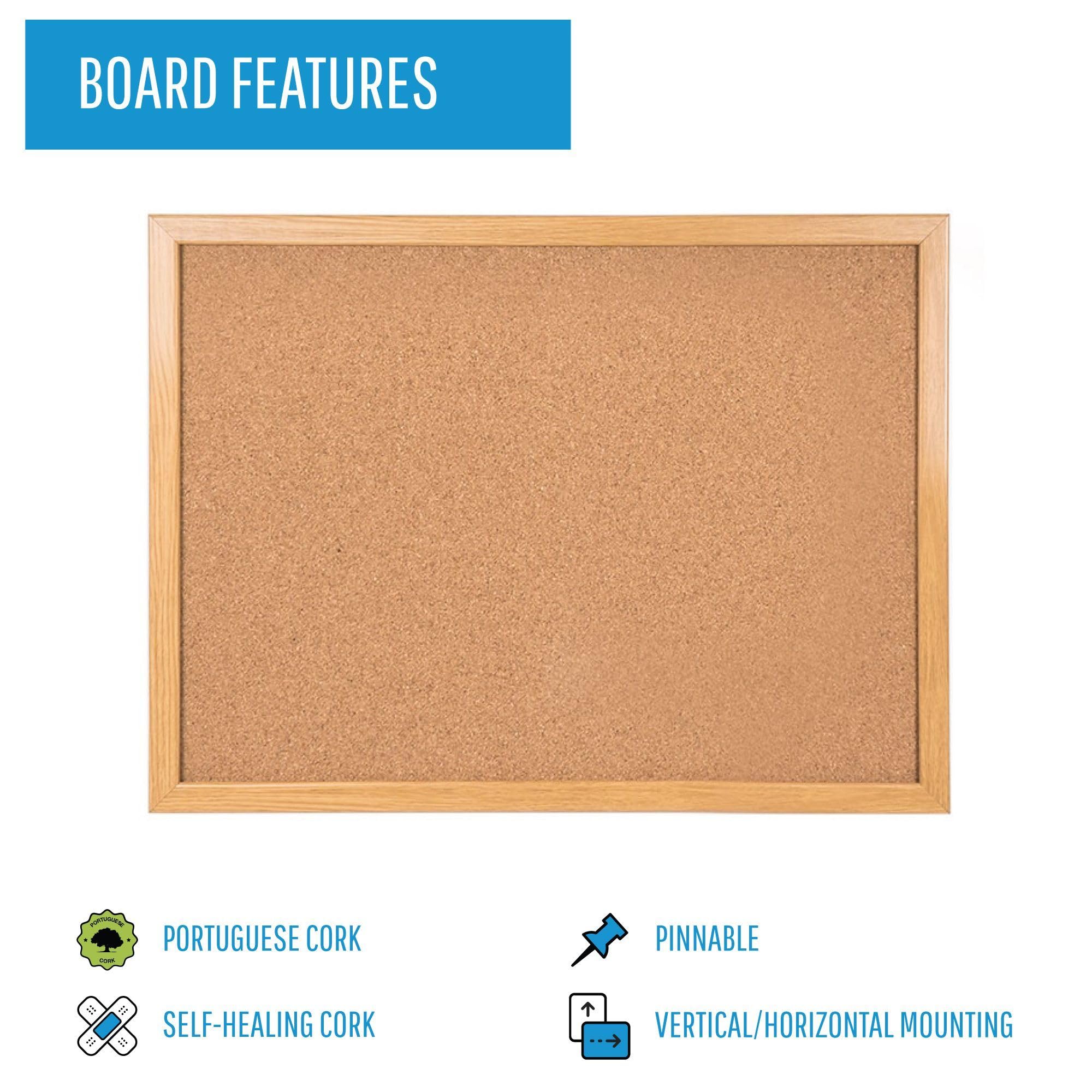 MasterVision Maya Series Self-Healing Cork Bulletin Board - 36x48 Inch Wall Mounted Push Pin Notice Board with Wood Frame - Perfect for Office, Classroom & Home Organization