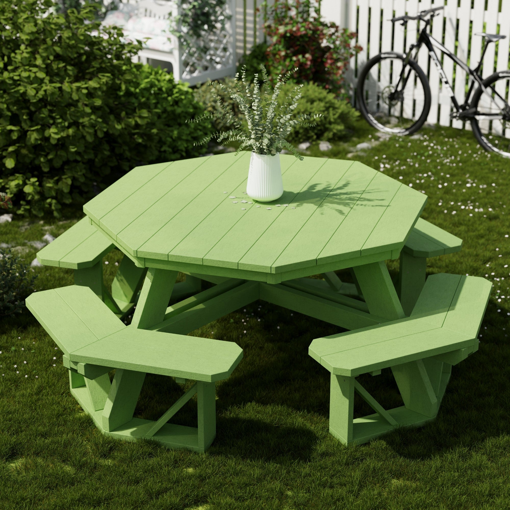 Heritage Octagon Picnic Table - 8-Person Outdoor Dining Set for Backyard, Patio, Garden, Park & Camping - Durable All-Weather Wooden Picnic Bench
