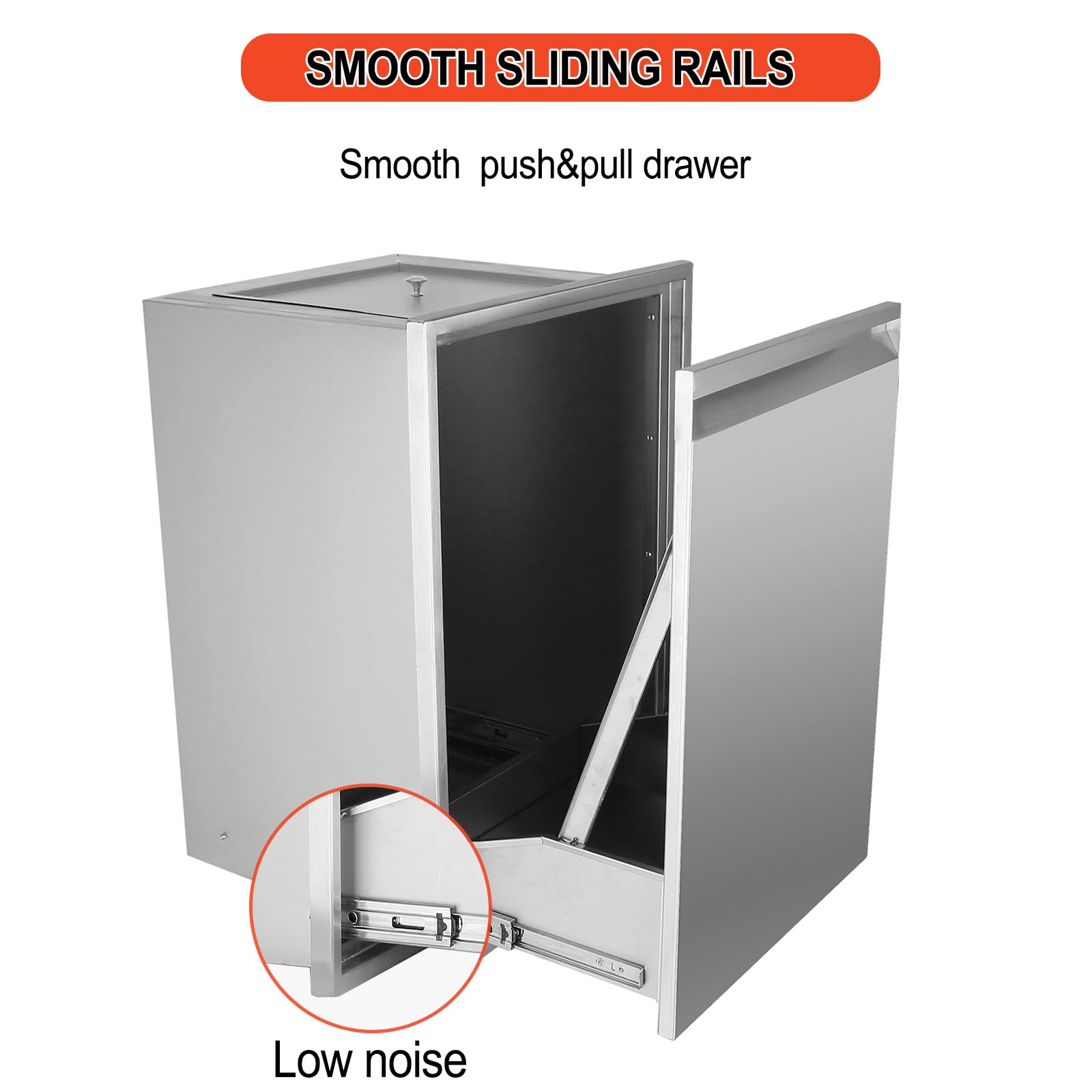 Stainless Steel Pull-Out Trash Drawer - 19