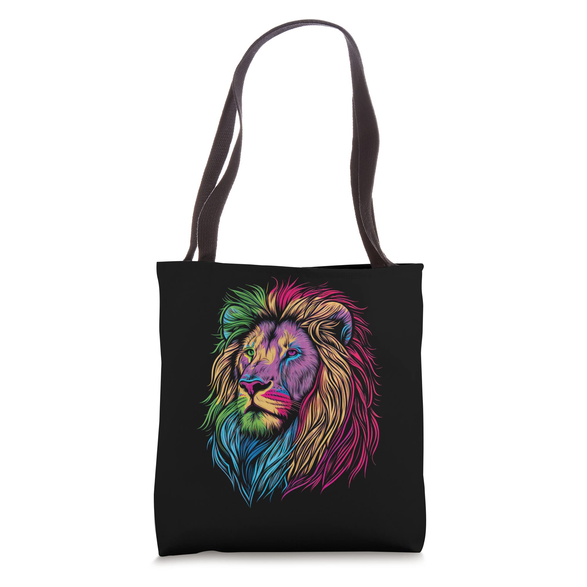 Colorful Lion Print Tote Bag - Stylish & Spacious Reusable Shopping Bag for Groceries, Beach, Work & Travel
