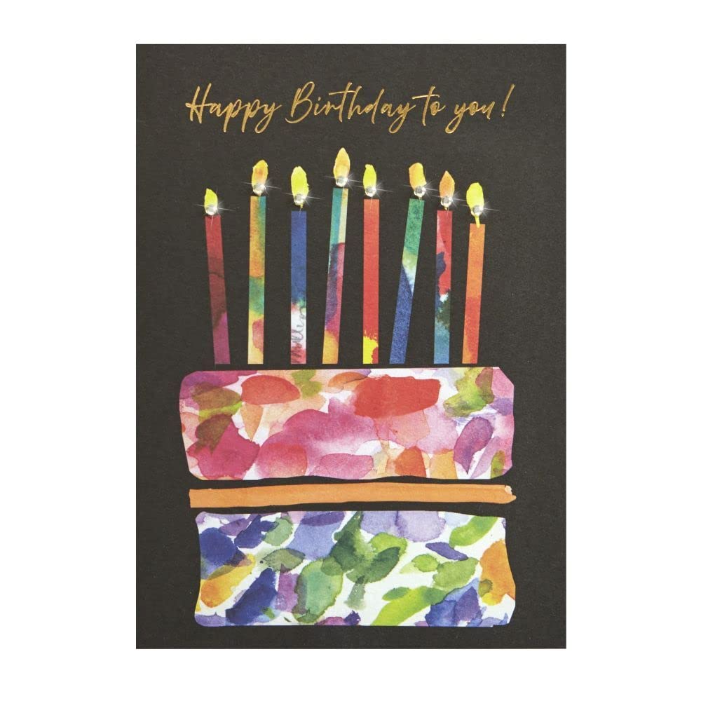 Black Birthday Card with Cake Design - Perfect for Birthday Wishes, Greetings & Celebrations