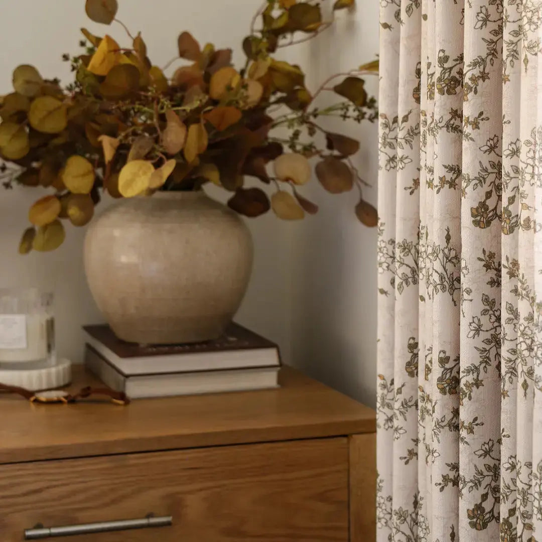 Elegant Sara Le Print Linen Drapery Pleated Curtains - Soft Textured Window Treatments for Living Room & Bedroom Decor