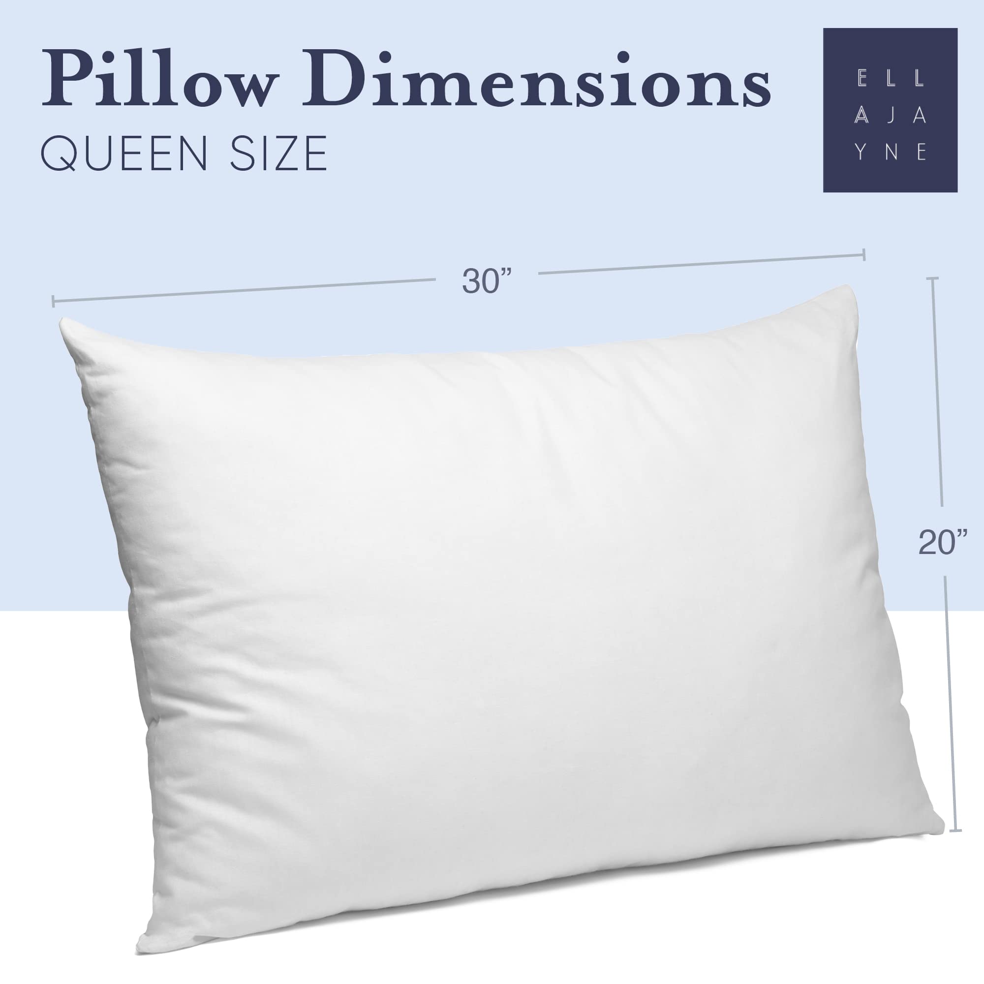 Luxury Hotel Pillows Queen Size Set of 2 - Ultra Soft Down Alternative Pillows with Gel Fiber Fill for Side, Back & Stomach Sleepers | Hypoallergenic Microfiber Shell | Perfect for Hotels, Guest Rooms & Master Bedrooms